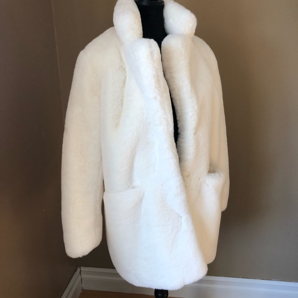 Faux fur mid length coat